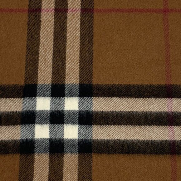 Burberry Brown Classic Check Cashmere Fringe Scarf - Picture 2 of 9